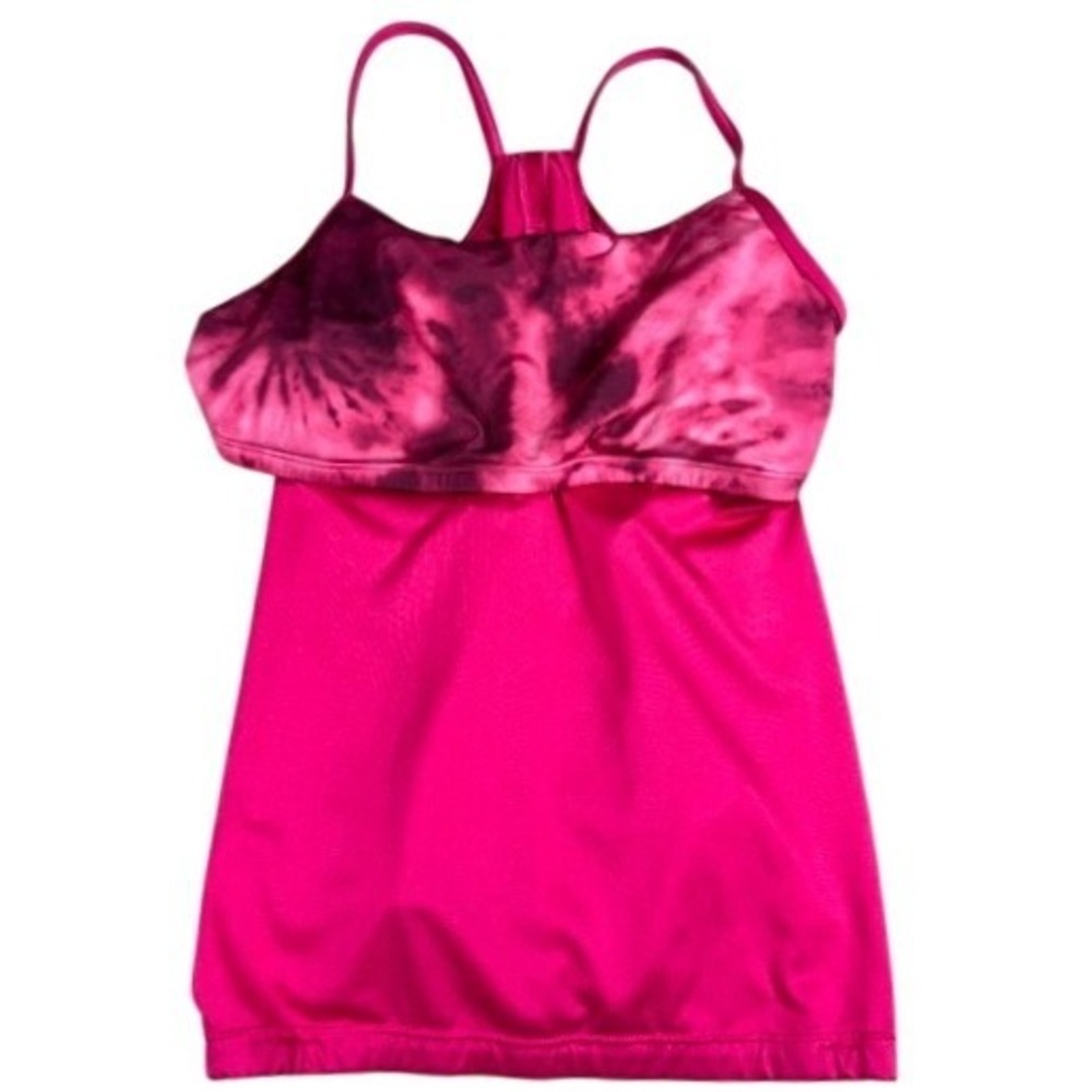 Nike Swim Tankini Top Womens L Vibrant Pink/Space Dye Racerback Athletic Tankini